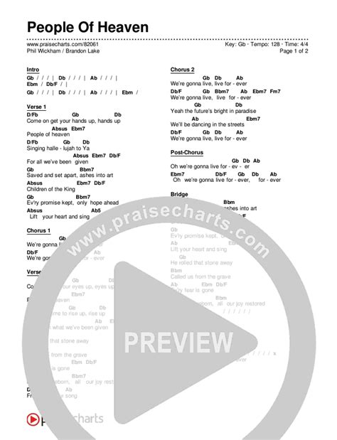 People Of Heaven Chords PDF (Phil Wickham / Brandon Lake).